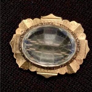 Vintage Victorian Edwardian Crystal Brooch 9k or 10k